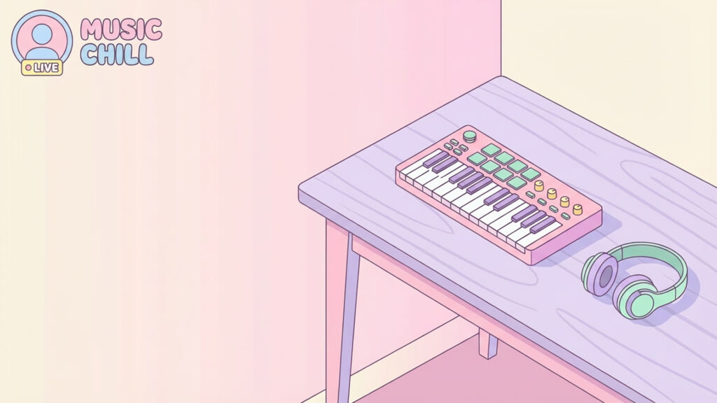 左余白の音楽制作デスク背景