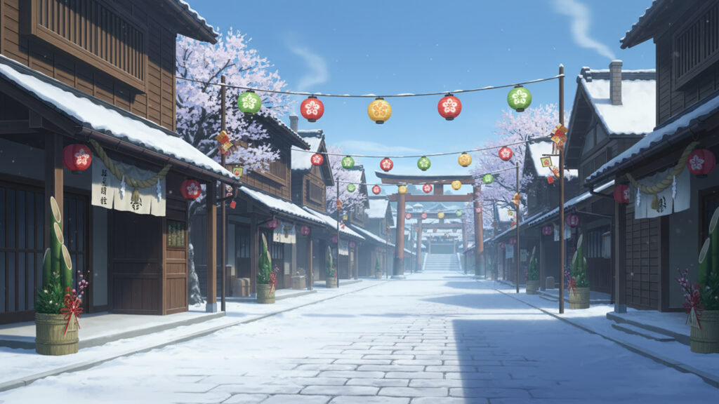 城下町の正月風景