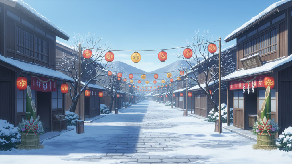 城下町の正月風景