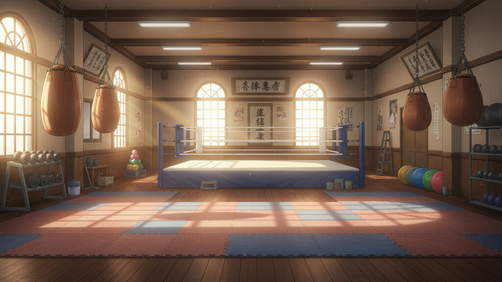 プロレス道場の背景イラストのフリー素材