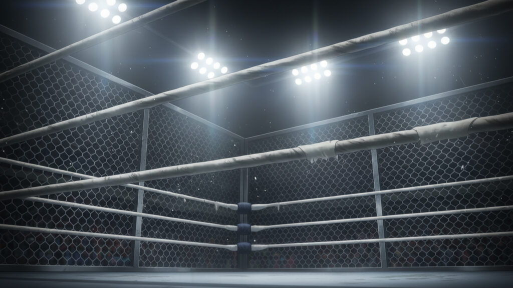 プロレスの金網デスマッチの背景イラストのフリー素材