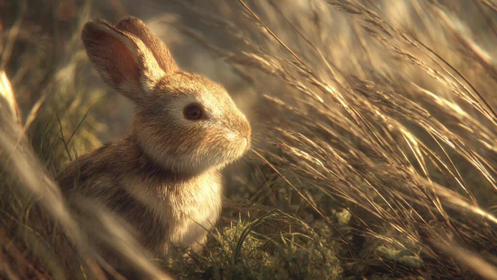 草原のうさぎ｜写実風