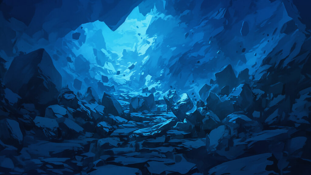 岩だらけの洞窟の背景イラストのフリー素材