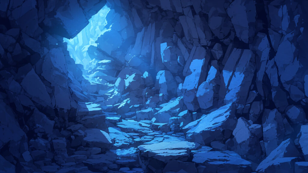 岩だらけの洞窟