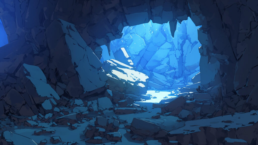 岩だらけの洞窟