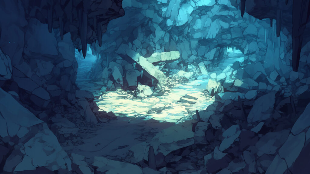 岩だらけの洞窟