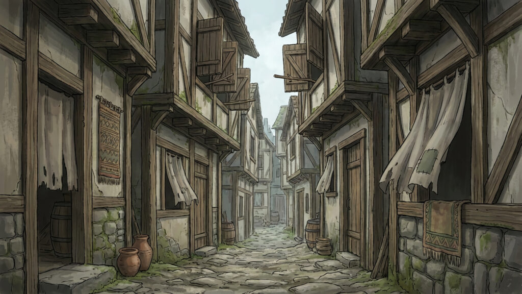 素朴な中世の裏路地