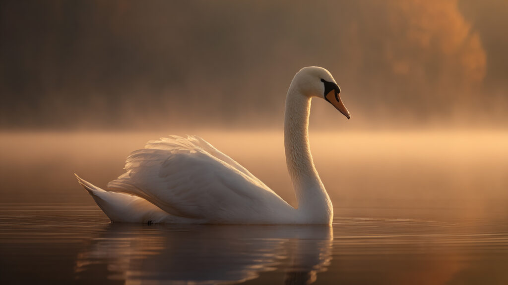 湖畔の白鳥｜写実風