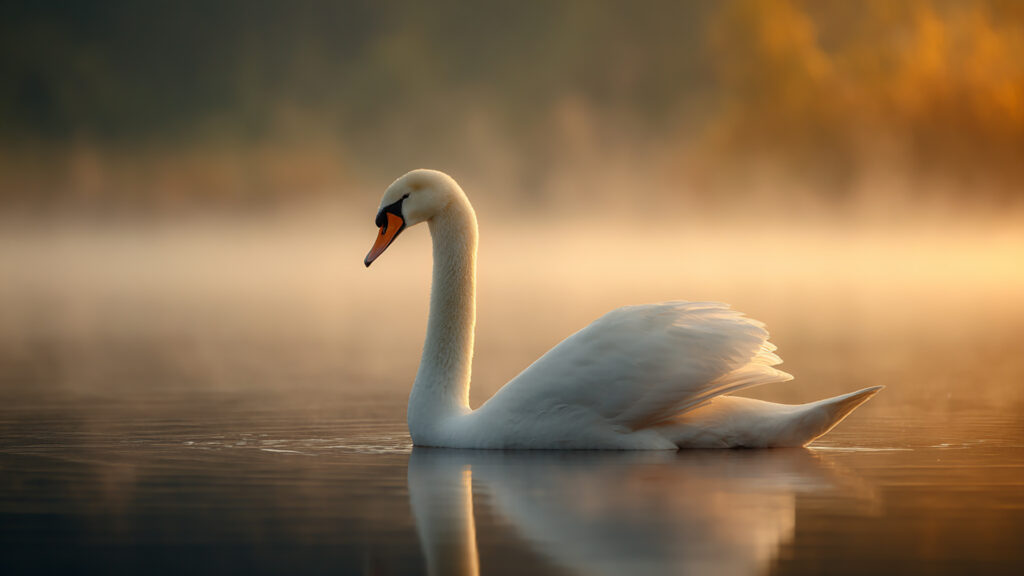湖畔の白鳥｜写実風