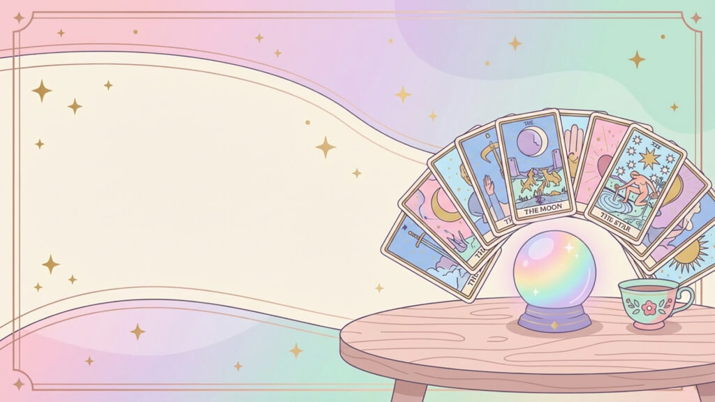 VTuber占い配信用・左余白のあるタロットテーブル背景