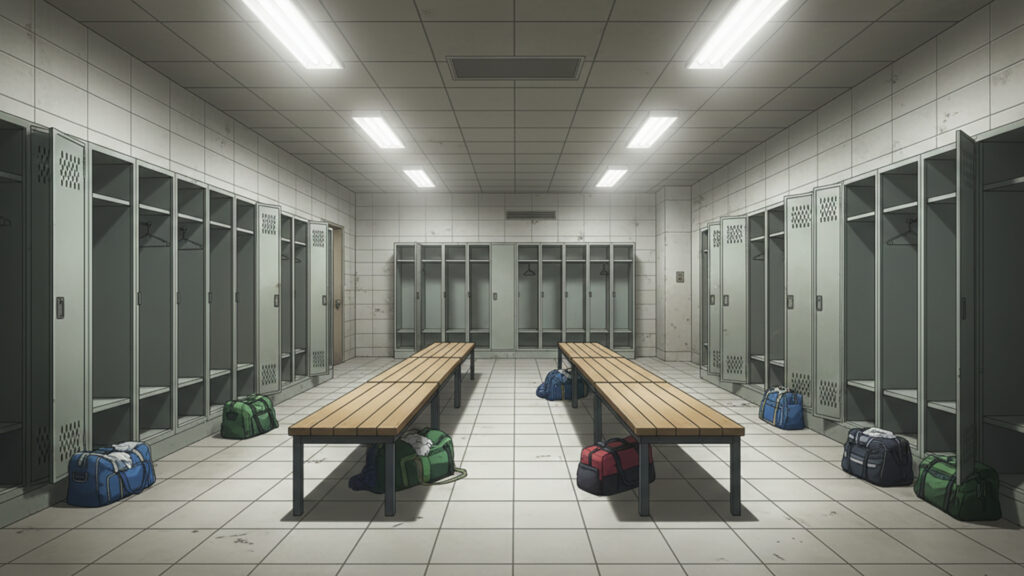 プロレス会場の控え室の背景イラストのフリー素材