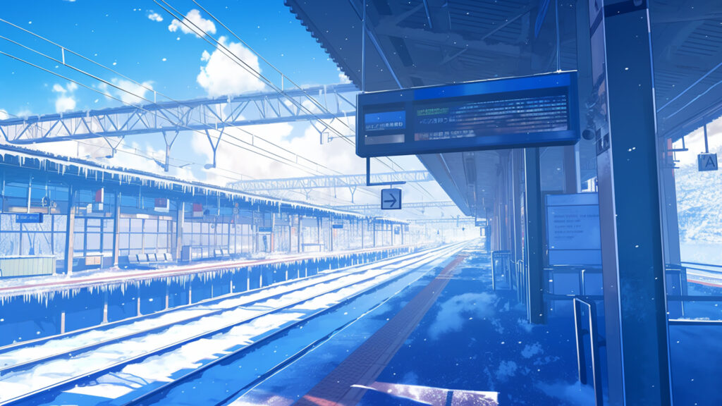 冬の駅のホーム