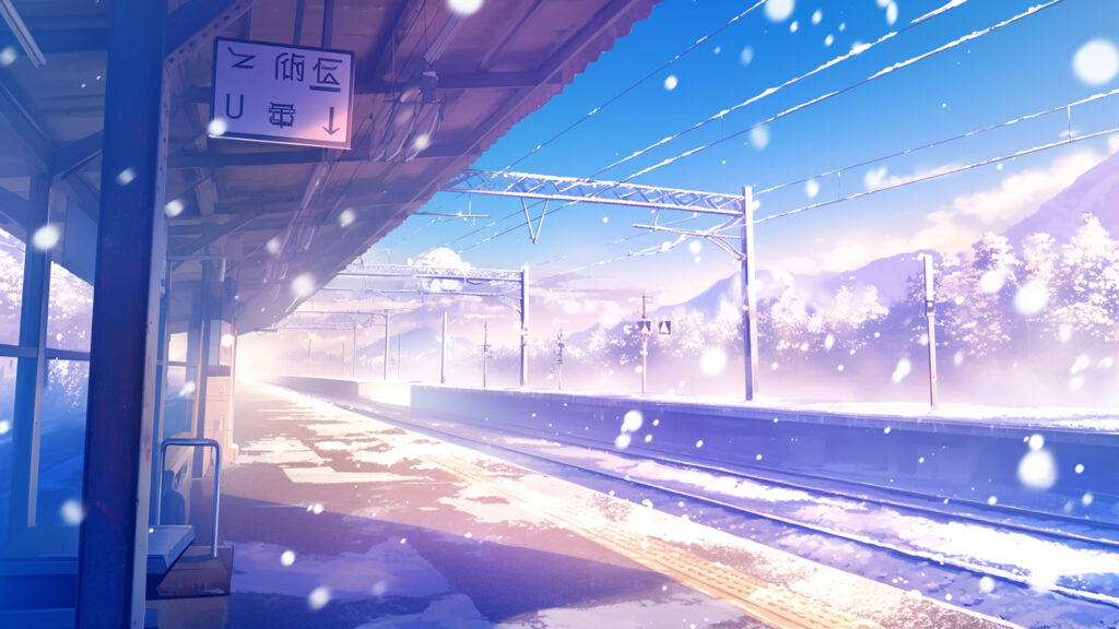 冬の駅のホーム