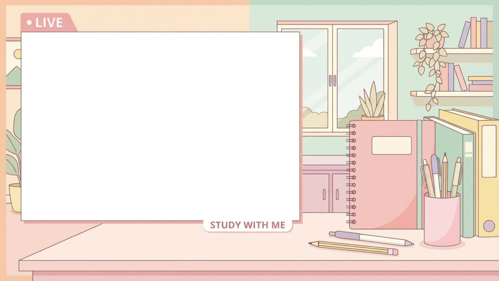 Study with me｜左側余白のある作業デスク背景