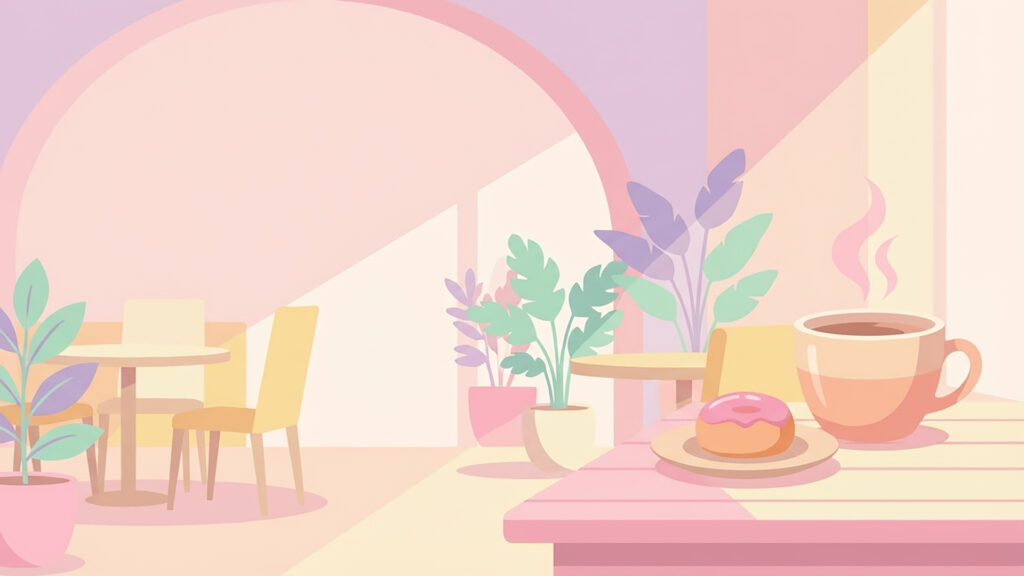 VTuberカフェ雑談用・左余白のコーヒーテーブル背景
