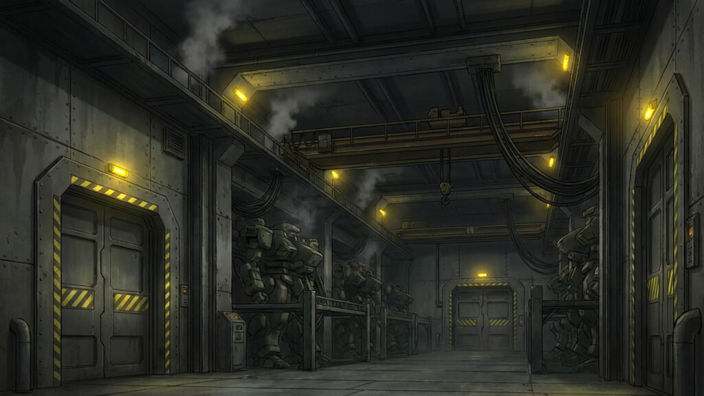 地下のメカ格納庫