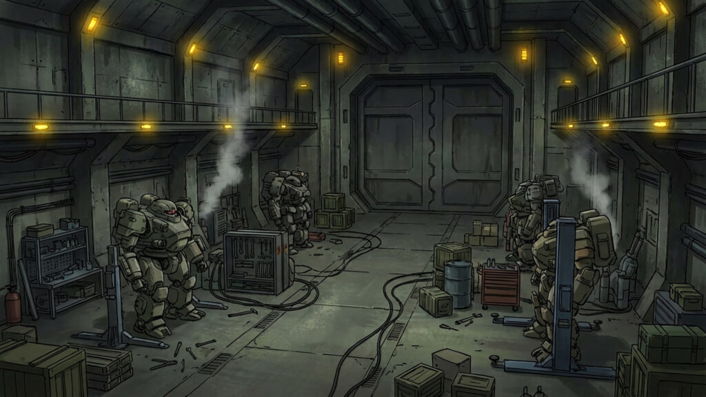 地下のメカ格納庫