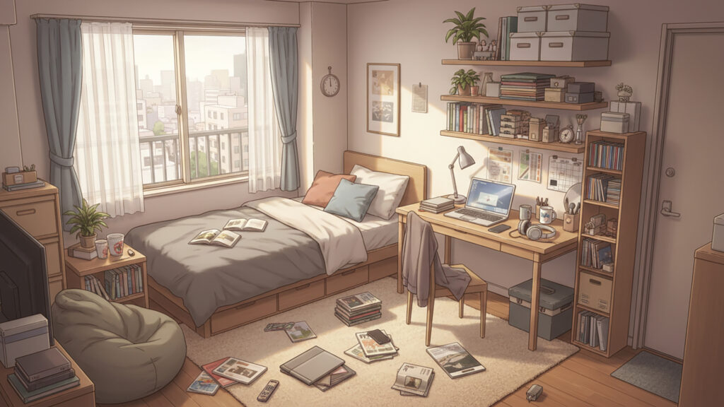 生活感のある1人暮らしの部屋