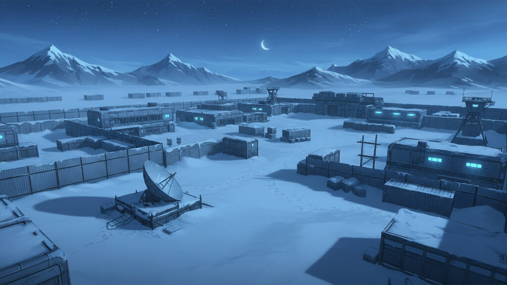 FPSゲームにありそうな雪原基地