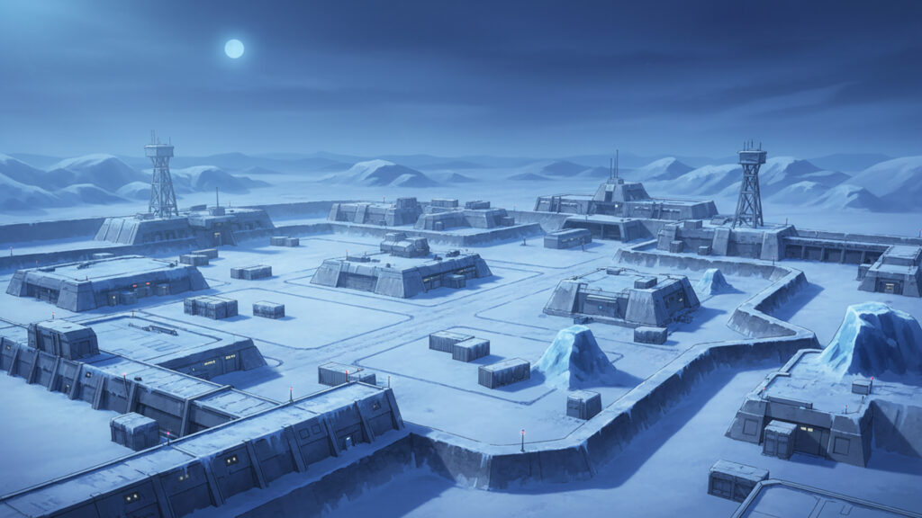 FPSゲームにありそうな雪原基地