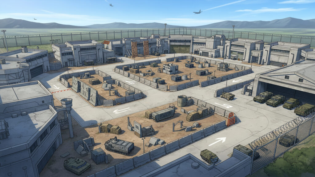 FPSゲームにありそうな廃工場エリア