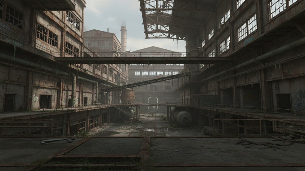 FPSゲームにありそうな廃工場エリア