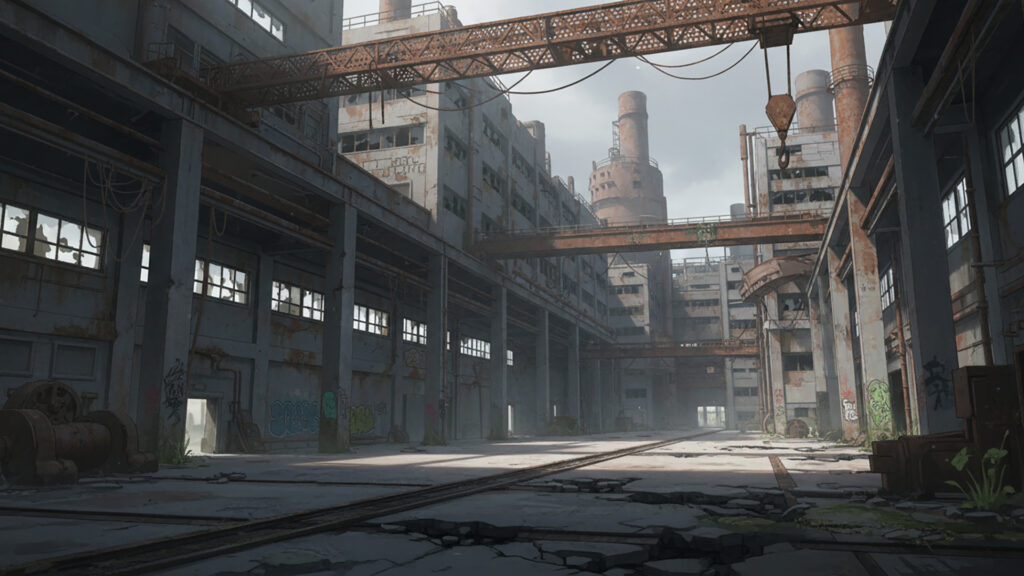 FPSゲームにありそうな廃工場エリア