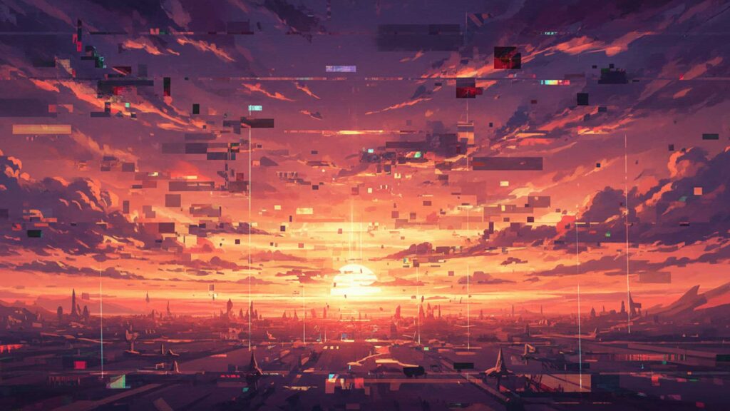 デジタルノイズの夕空