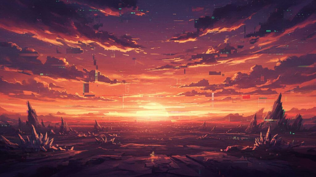 デジタルノイズの夕空