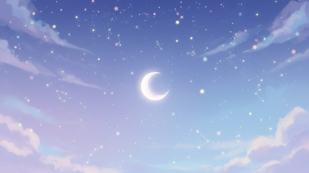 ゆめかわ星空の背景イラストのフリー素材