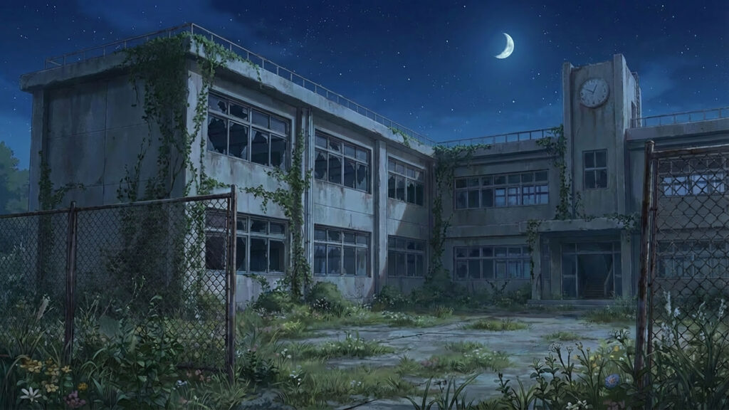 廃校舎の外観｜差分