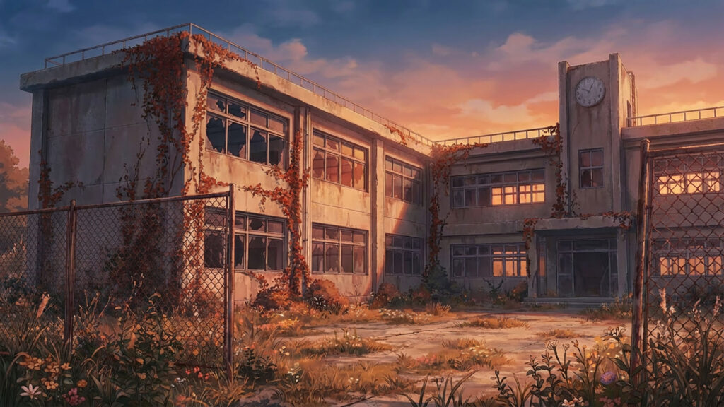 廃校舎の外観｜差分