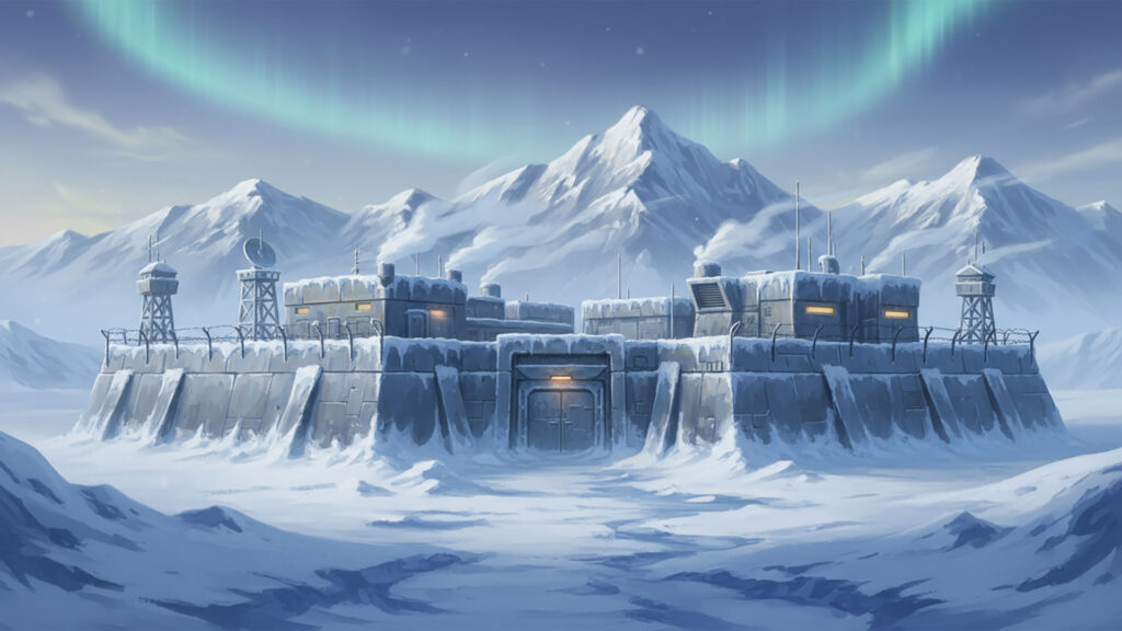 極寒の前線基地の背景イラストのフリー素材
