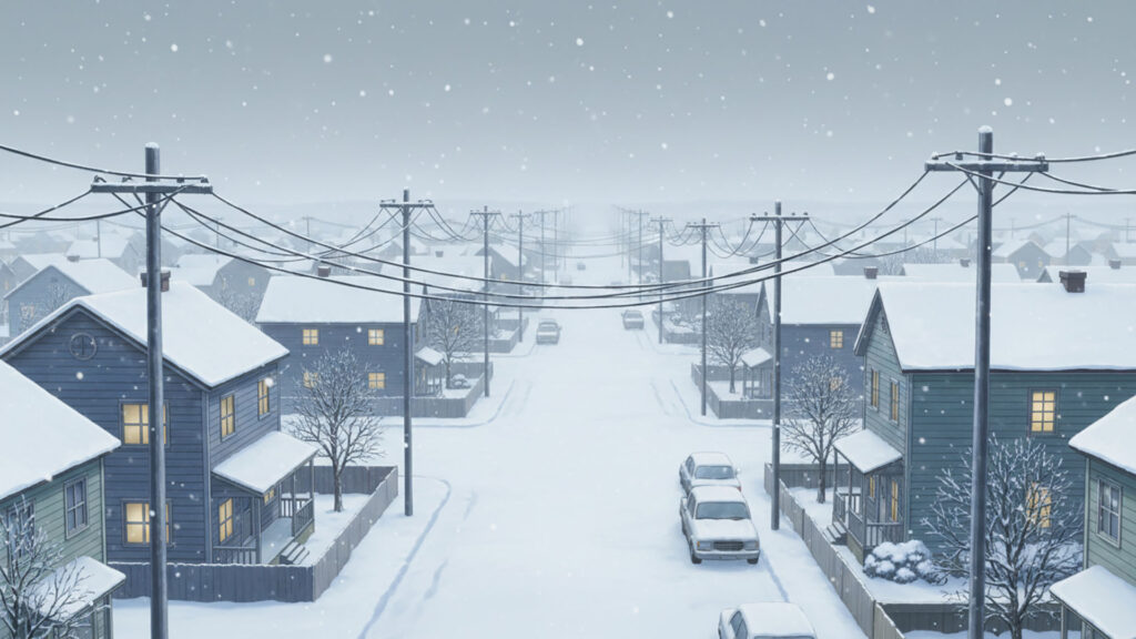 極寒の住宅街