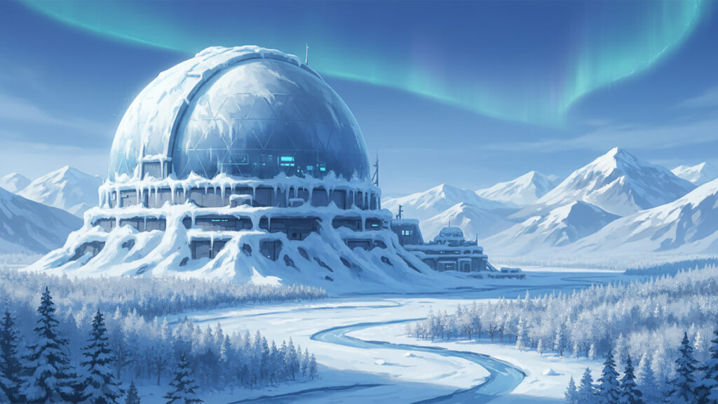凍結した観測ドーム