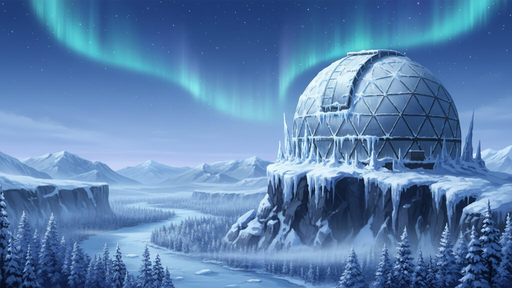 凍結した観測ドーム