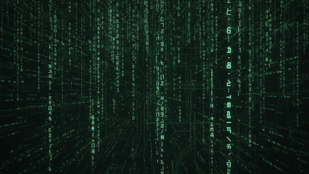 ハッキング中のコード画面の背景イラストのフリー素材