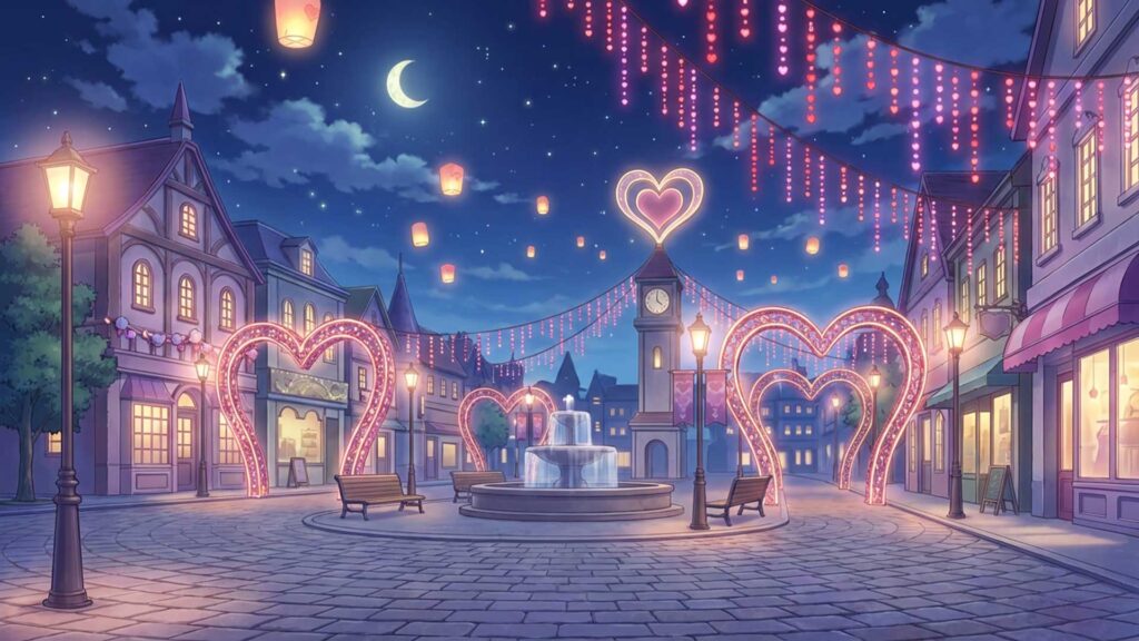 ハート型イルミネーションの広場