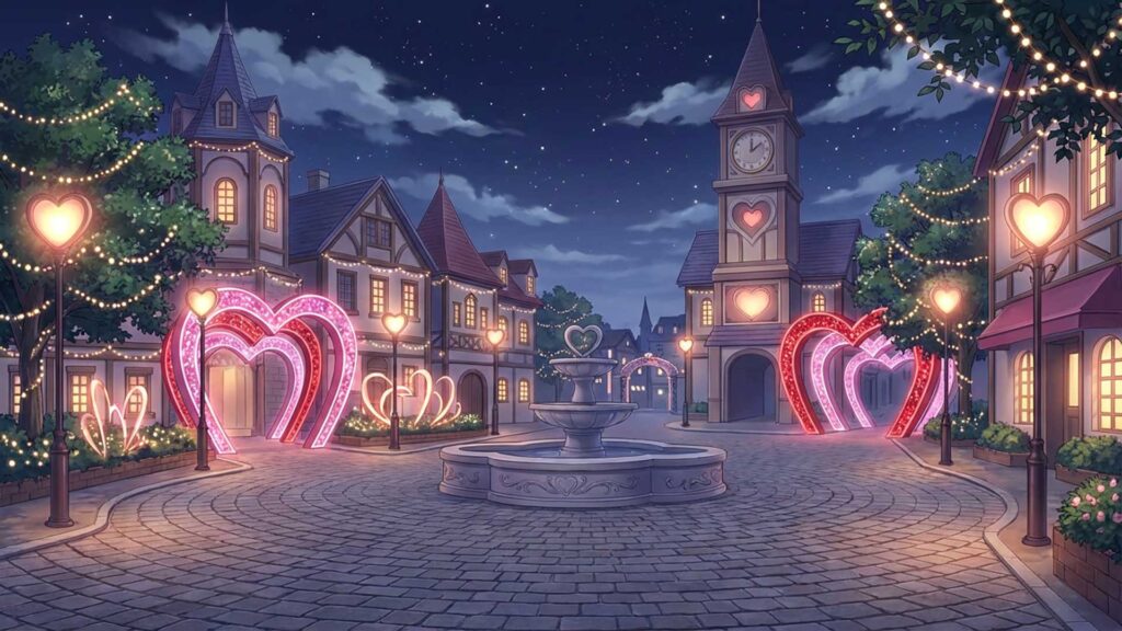 ハート型イルミネーションの広場