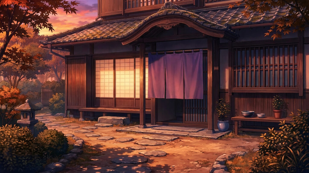 町中にある日本茶屋｜差分