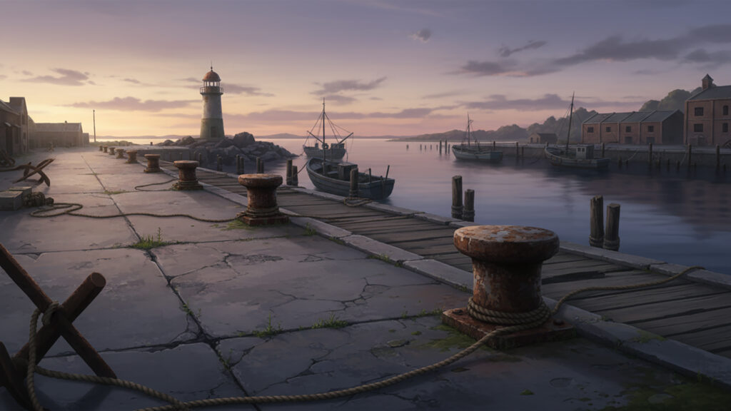 湾岸の古い係留場