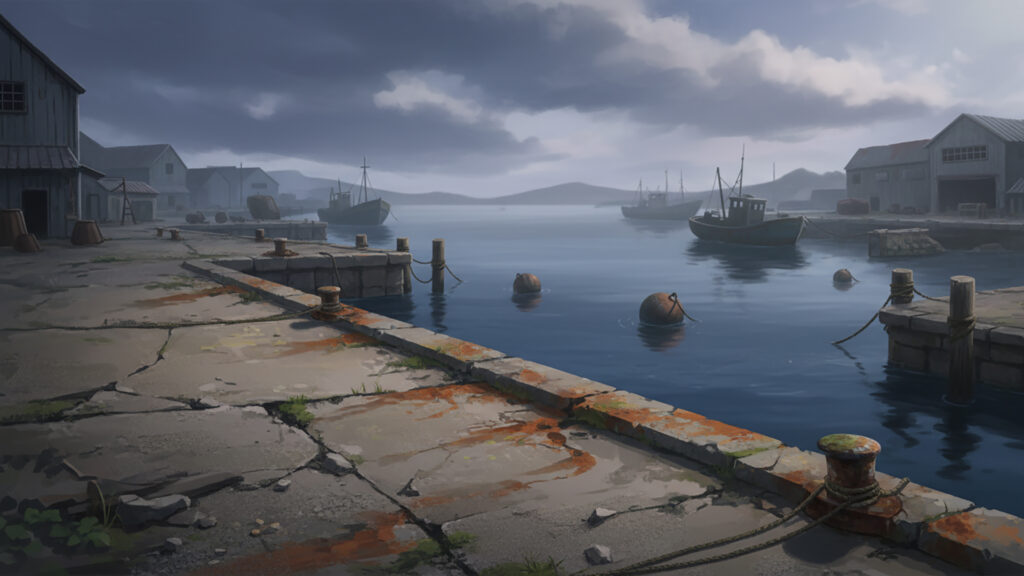 湾岸の古い係留場