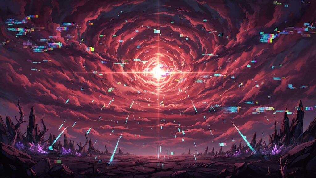 デジタルノイズの赤い空