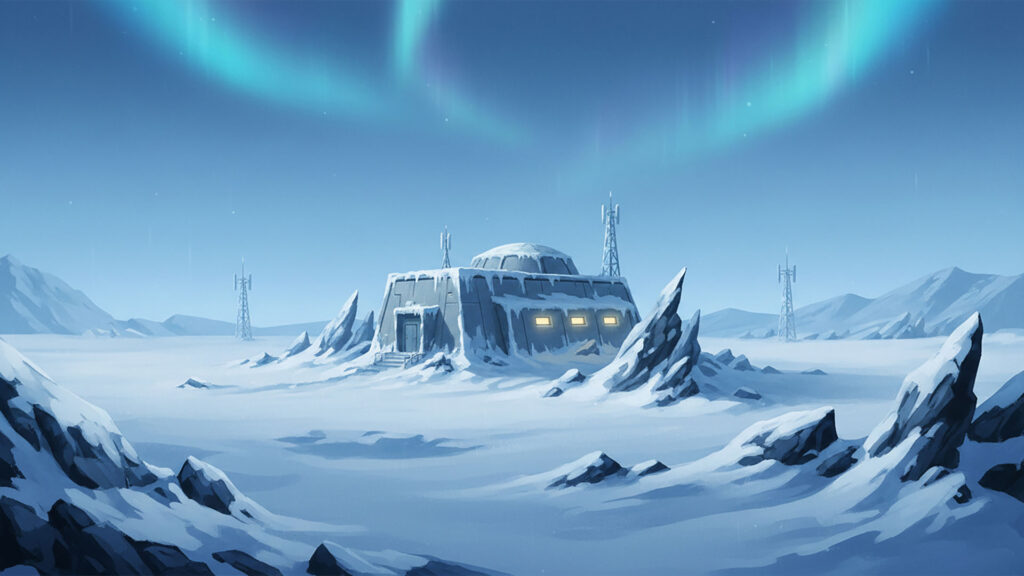 雪原の観測施設