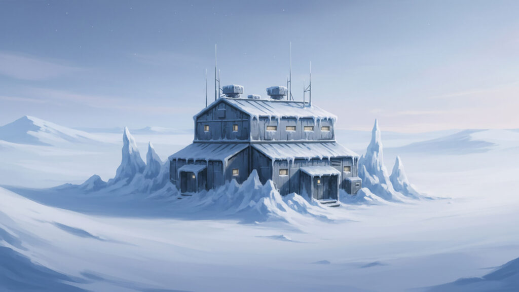 雪原の観測施設