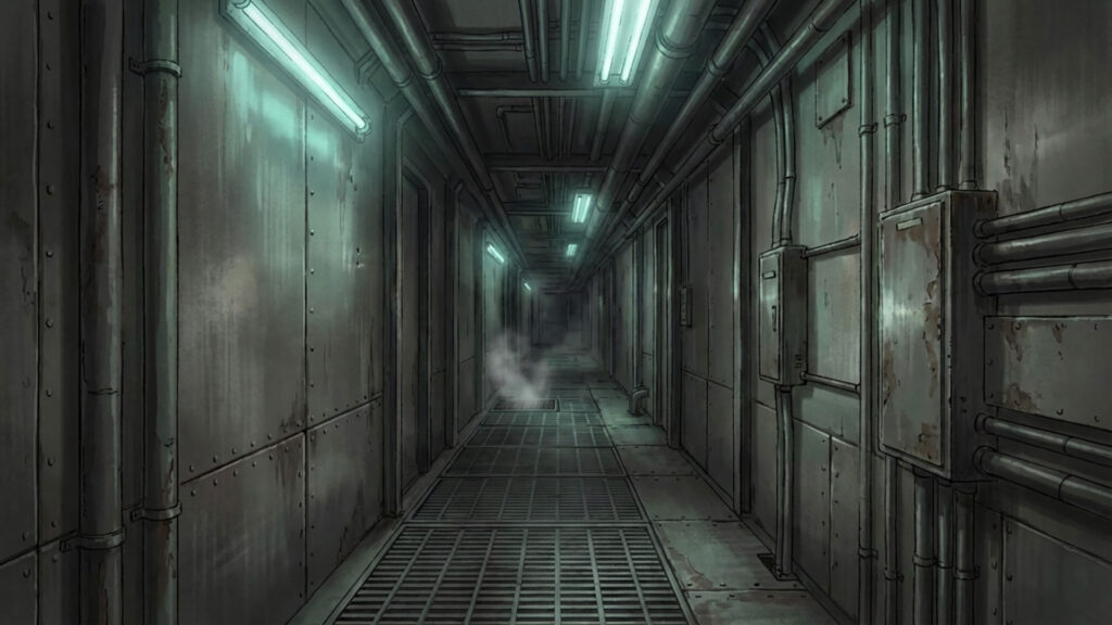 怪しい施設の通路の背景イラストのフリー素材