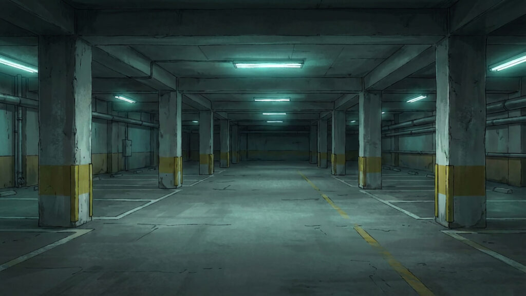 怪しい地下駐車場の背景イラストのフリー素材