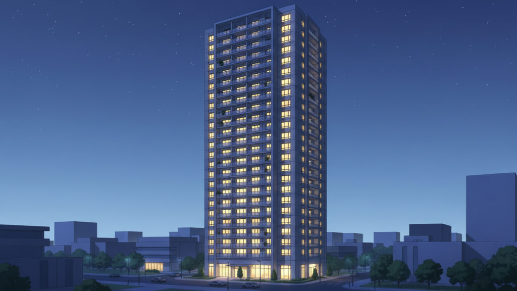 高層マンションの外観｜差分あり