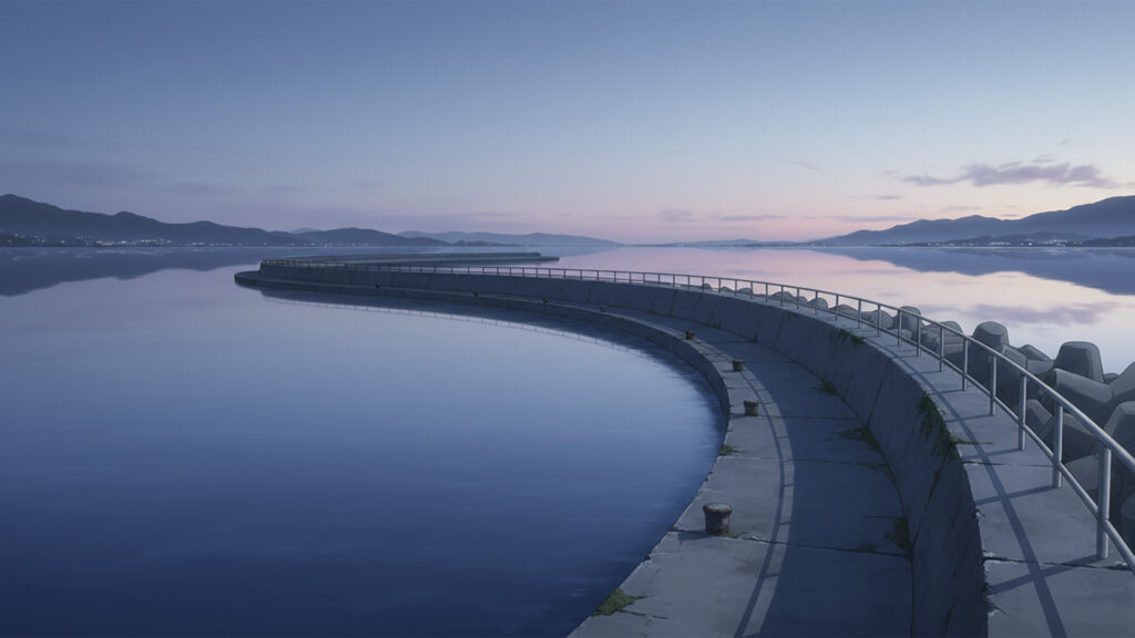 夜明け前の防潮堤