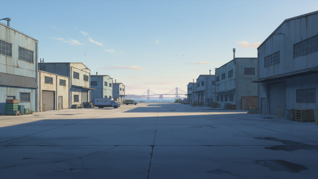 湾岸倉庫前の広場